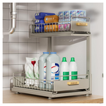 HOMEAILIE High Adjustable 2 Tier Under Kitchen Sink Organizer