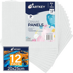 12-Pack 8" x 10" Artkey Cotton White Blank Canvas Boards for Painting