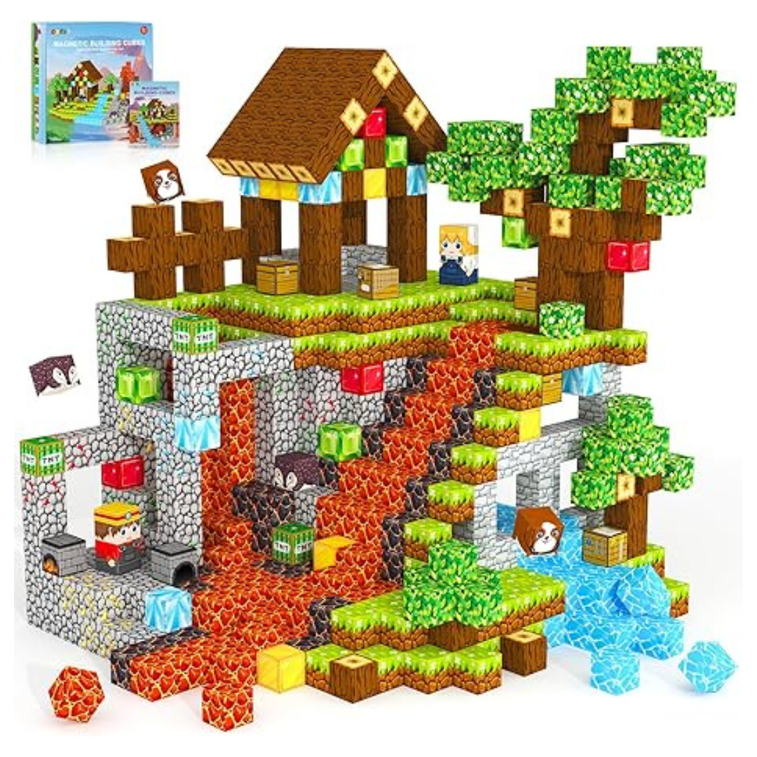 100-Piece ORZbb Magnetic Tiles Building Blocks Sensory STEM Toy
