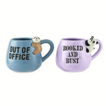 2-Pack 15.5-Oz Stoneware Coffee Mugs with 3D Animal Accents