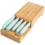 6-Piece Tasty In-Drawer Kitchen Knife Set (Aqua)