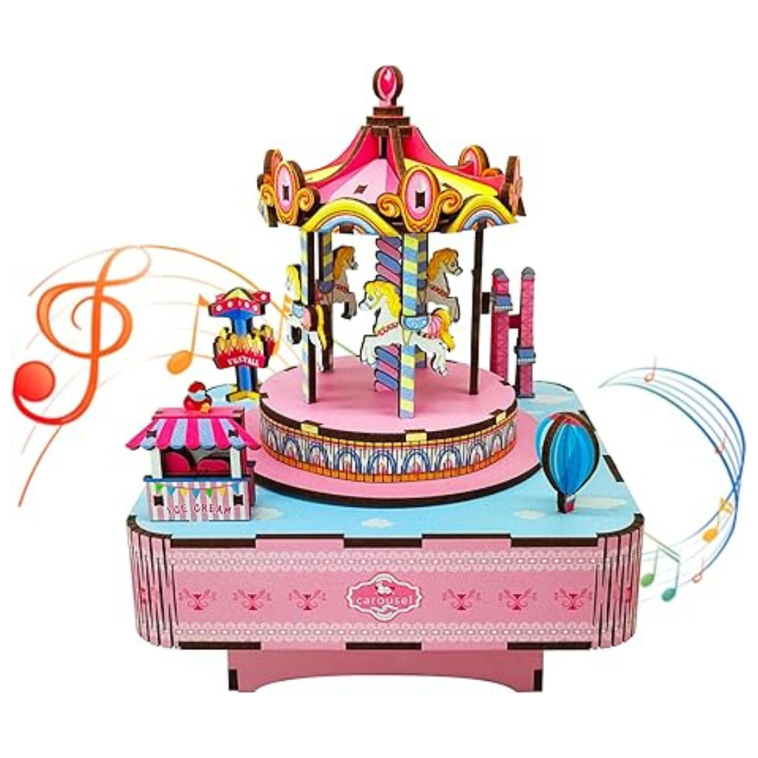 Mievayo D Puzzles DIY Carousel Music Box Kit