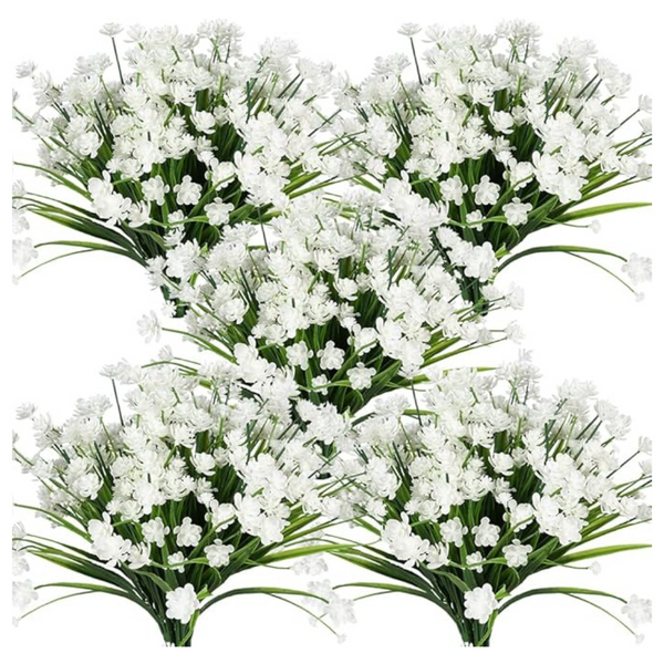 8-Pack Fake Outdoor UV Resistant Greenery Artificial Flowers