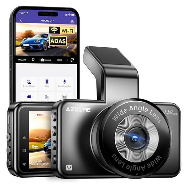 Azdome Front WiFi Dash Camera 1296P HD With 3" LCD Screen