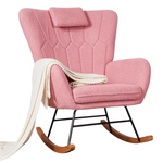 Vecelo Teddy Upholstered Nursery Rocking Chair with Headrest