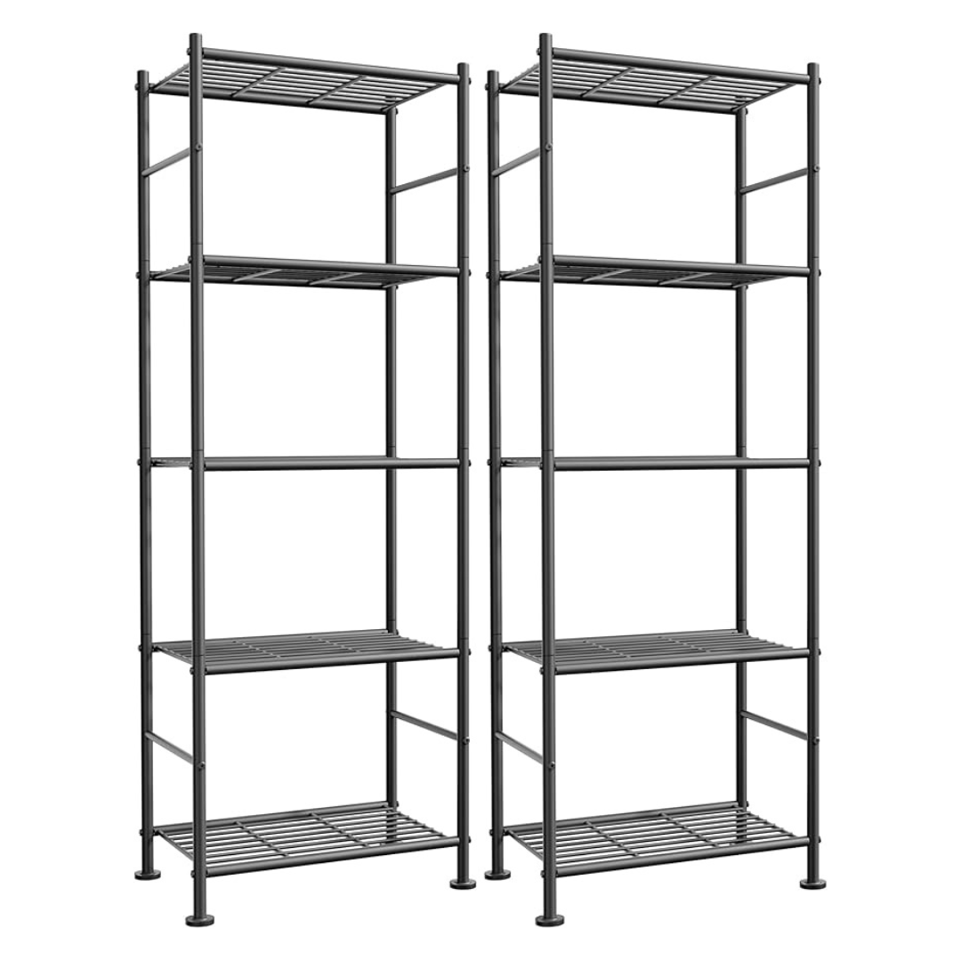 2-Pack 5-Tier Standing Metal Shelf Organizer