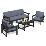 6-Piece Serwall Hdpe All Weather Patio Conversation Set