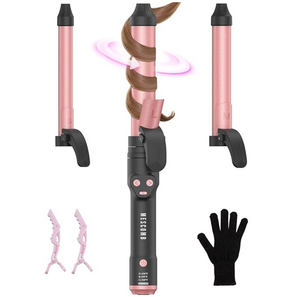 3-In-1 Dual Voltage Automatic Rotating Curling Iron