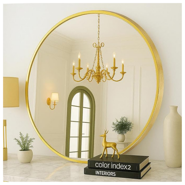 Songmics 24" Bathroom Round Mirror With Metal Frame