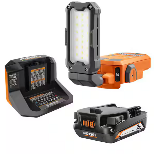 Ridgid 18V Cordless Magnetic LED Task Light Kit W/ 2Ah Battery & Charger