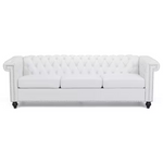 83" Parkhurst Solid Faux Leather 3-Seat Chesterfield Sofa