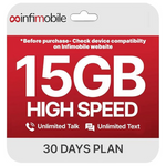 1-Month Infimobile Prepaid Plan SIM (15 GB Data/Unlimited Talk/Text )