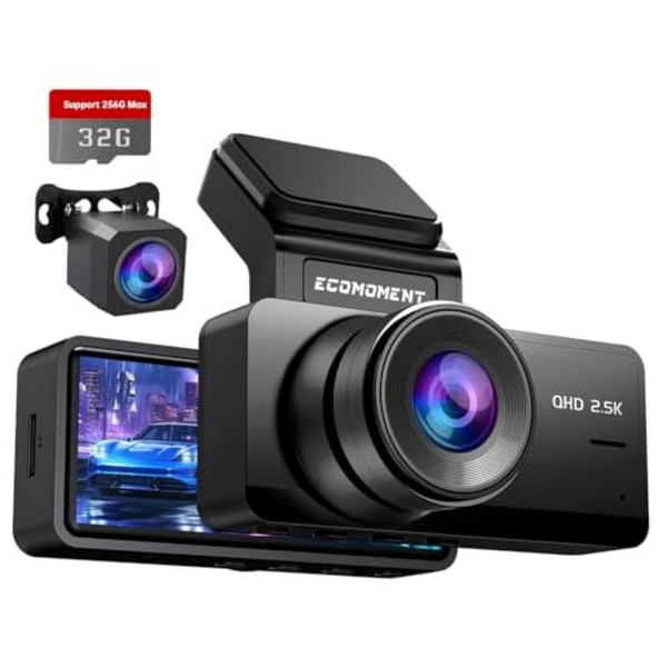 3.16" IPS 2.5K+1080P Front And Rear Dual Dash Camera W/ G-Sensor