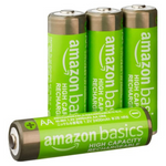 4-Count AmazonBasics 2400mAh NiMH Rechargeable AA Batteries