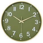 8" Battery Operated Green Gold Silent Non Ticking Wall Clock