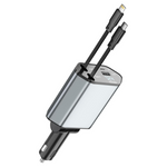 Retractable 120W Car Charger With 4 Ports & 2.7ft Cables