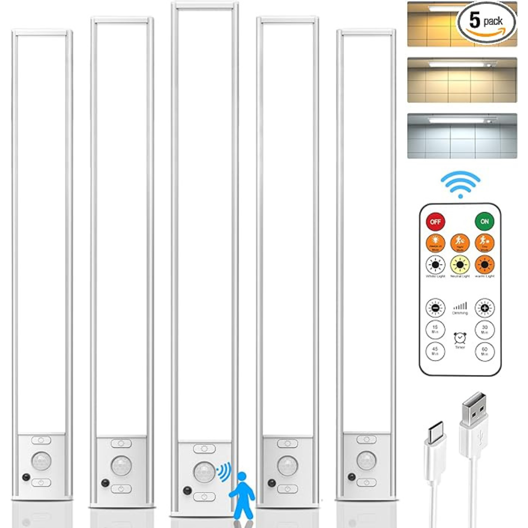 5-Pack 12'' Motion Sensor Wireless Under Cabinet Lights