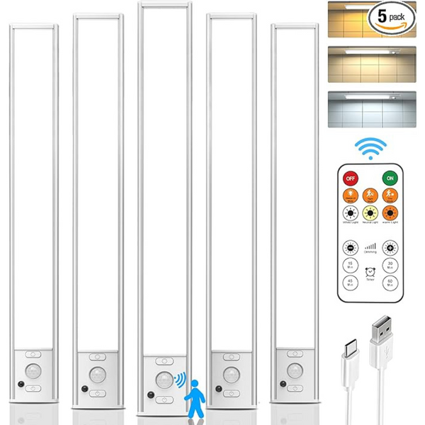 5-Pack 12'' Motion Sensor Wireless Under Cabinet Lights