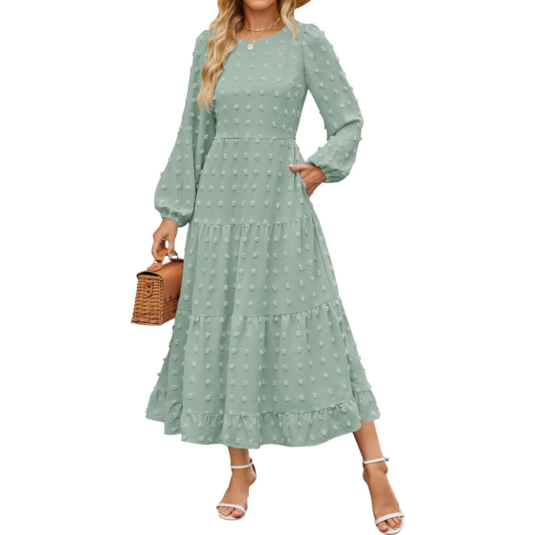 ZESICA Women's Fall Long Sleeve Maxi Dresses