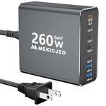 Mekiojeo 7-Port 260W USB-C GaN 3 Wall Charger Adapter
