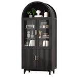 FiveWillowise Modern Fluted Arched Cabinet W/ Glass Door