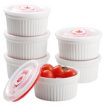 6-Pack 8oz Dafuceramic Ramekins Pudding Cups W/Lids