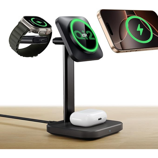 ESR Qi2 3-in-1 Wireless 15W MagSafe Charging Station
