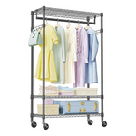 IZEUK Rolling Garment Rack With 3 Adjustable Shelves