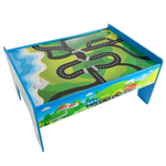 Hey Play Wooden Train Set Table With Tracks, Cars, Boats, And Accessories
