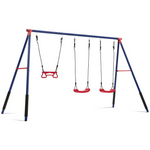Delta Children FunZone Outdoor Metal 3-Piece Swing Set – Includes 2 Swings And 1 Trapeze Bar