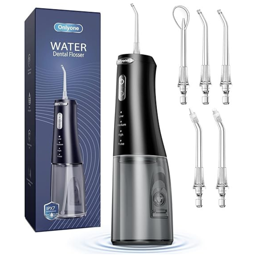 Onlyone Portable Cordless Rechargeable Water Dental Flosser With 5 Tips
