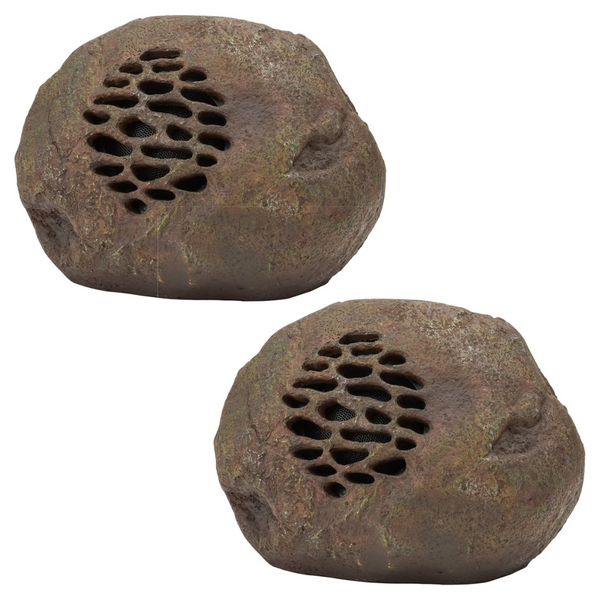 2-Piece Weather-Resistant Bluetooth Solar-Powered Rock Speaker