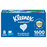 8 Boxes Of Kleenex Trusted Care Facial Tissues, 1600 Total Tissues