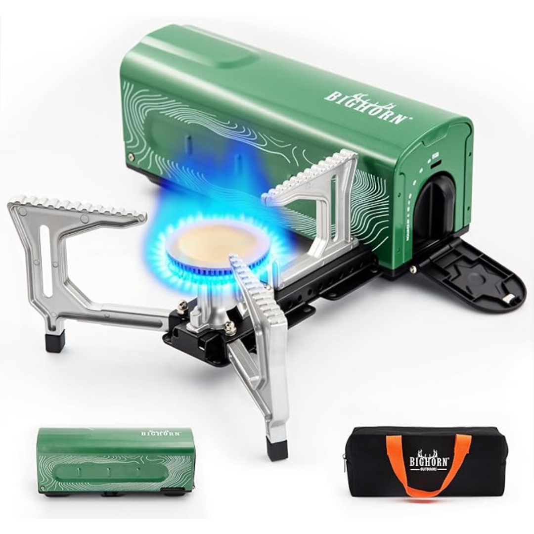 Big Horn Portable Folding Outdoors Camping Gas Burner w/Carry Bag