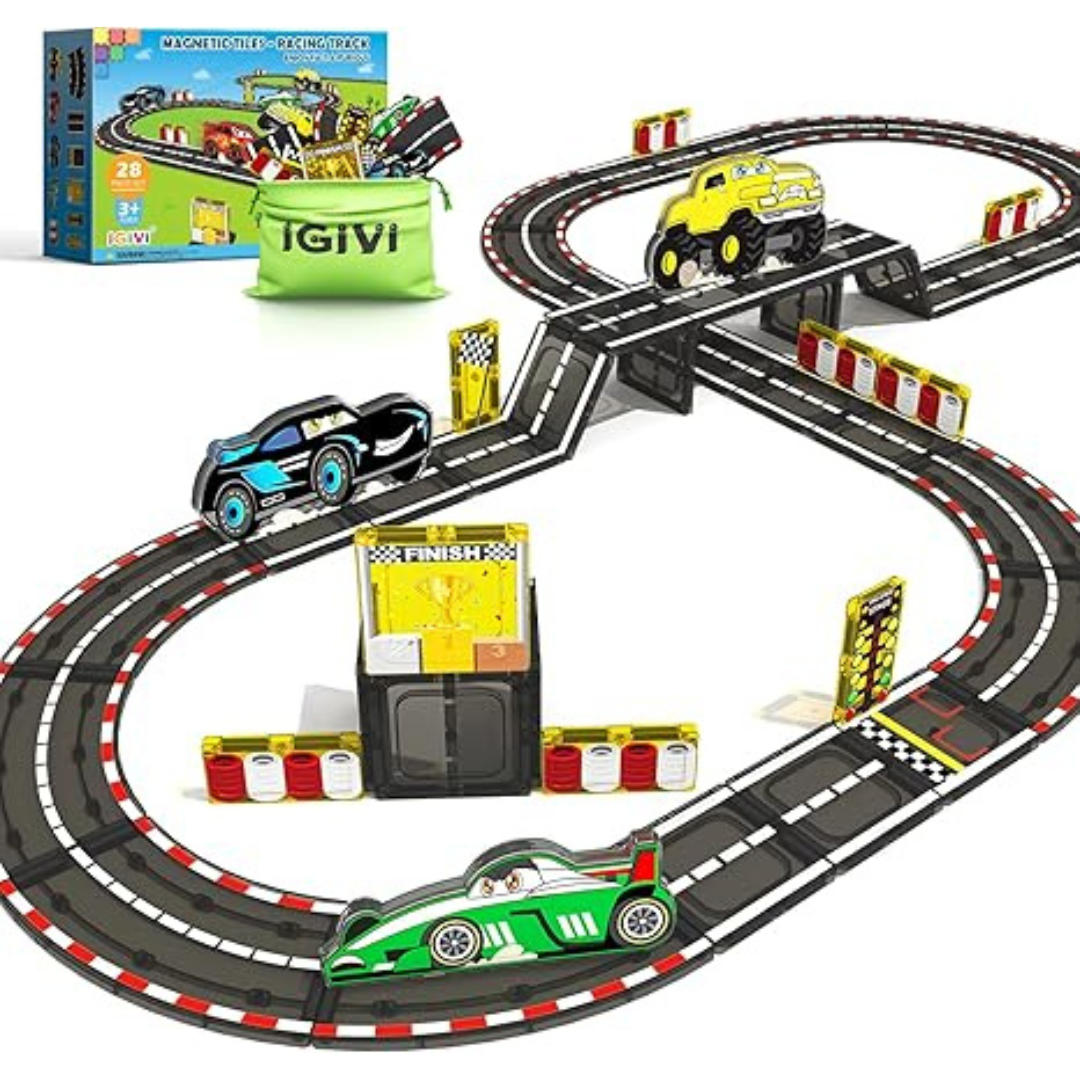Magnetic Tiles Racing Track & Road Expansion Set w/ Magnet Car