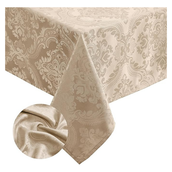 Elrene Home Fashions Caiden Elegance Damask Waterproof, Stain & Wrinkle Resistant Fabric Tablecloth (52″ x 70″)
