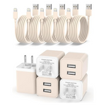 5-Pack Dual Port USB Wall Charger Adapter W/6' Cables