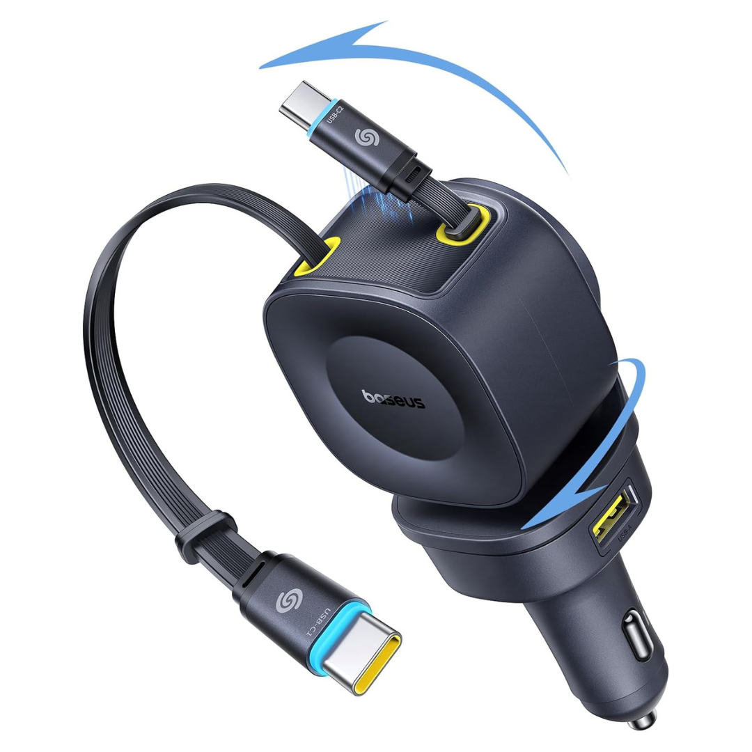 Baseus 163W Retractable USB C Fast Charging Car Charger