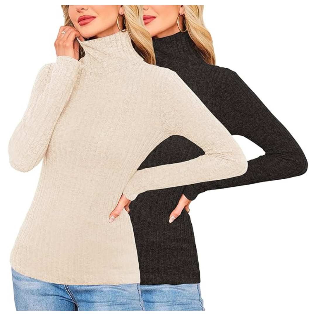 2-Pack Women's Fall Soft Thermal Turtleneck Tops