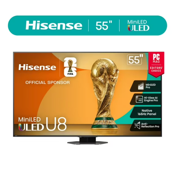 55" Hisense Class U8 Series 4K Ultra HDR Smart QLED Google TV