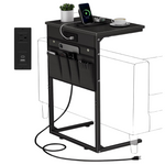 Vagusicc 28" C Shaped End Table With Charging Station