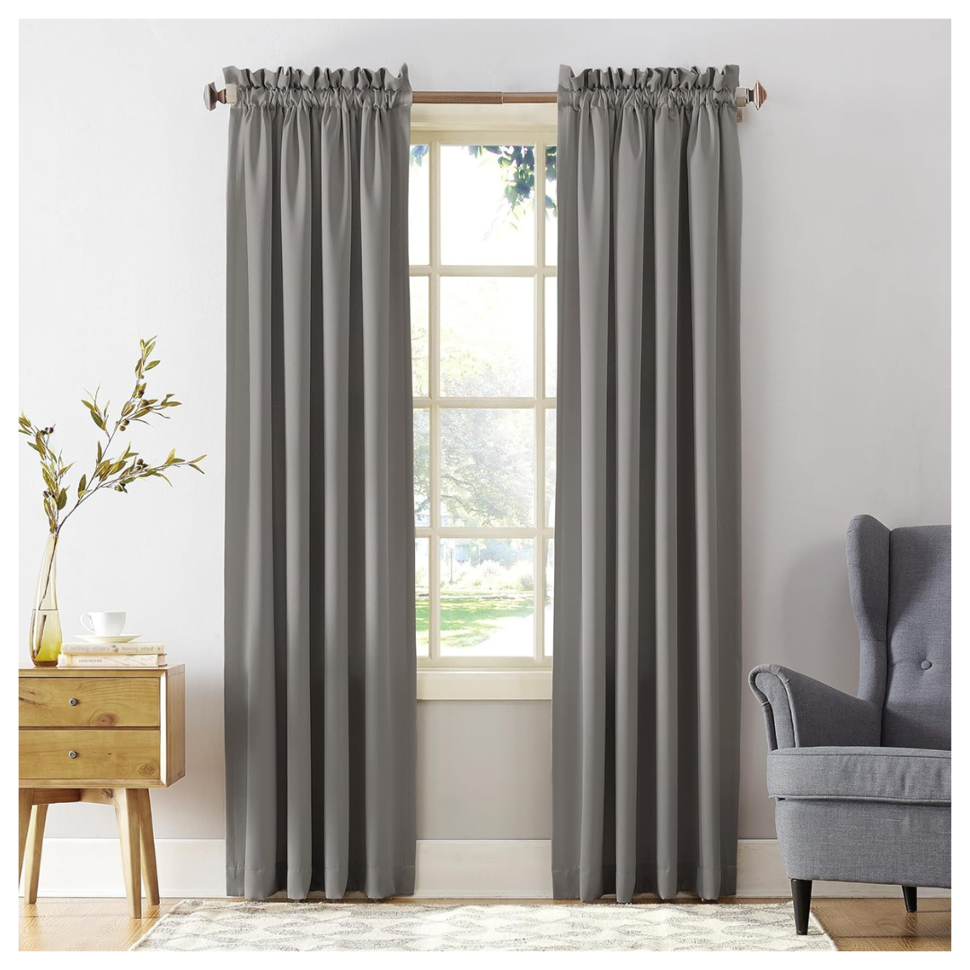2-Pack Sun Zero Barrow Energy Efficient Rod Pocket Curtains