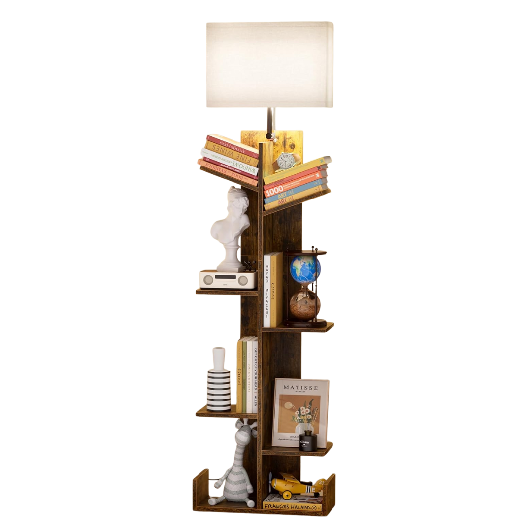 Gujiam 7-Tier Narrow Bookshelf With Light
