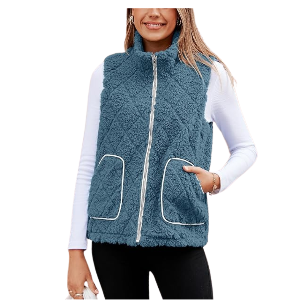 Women's Fleece Sherpa Zip Up Sleeveless Jacket (Various)
