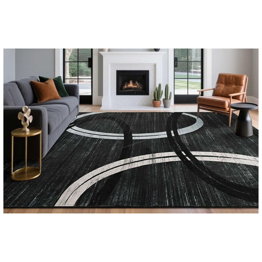 4x6 ft Modern Wavy Oval Design Carpet