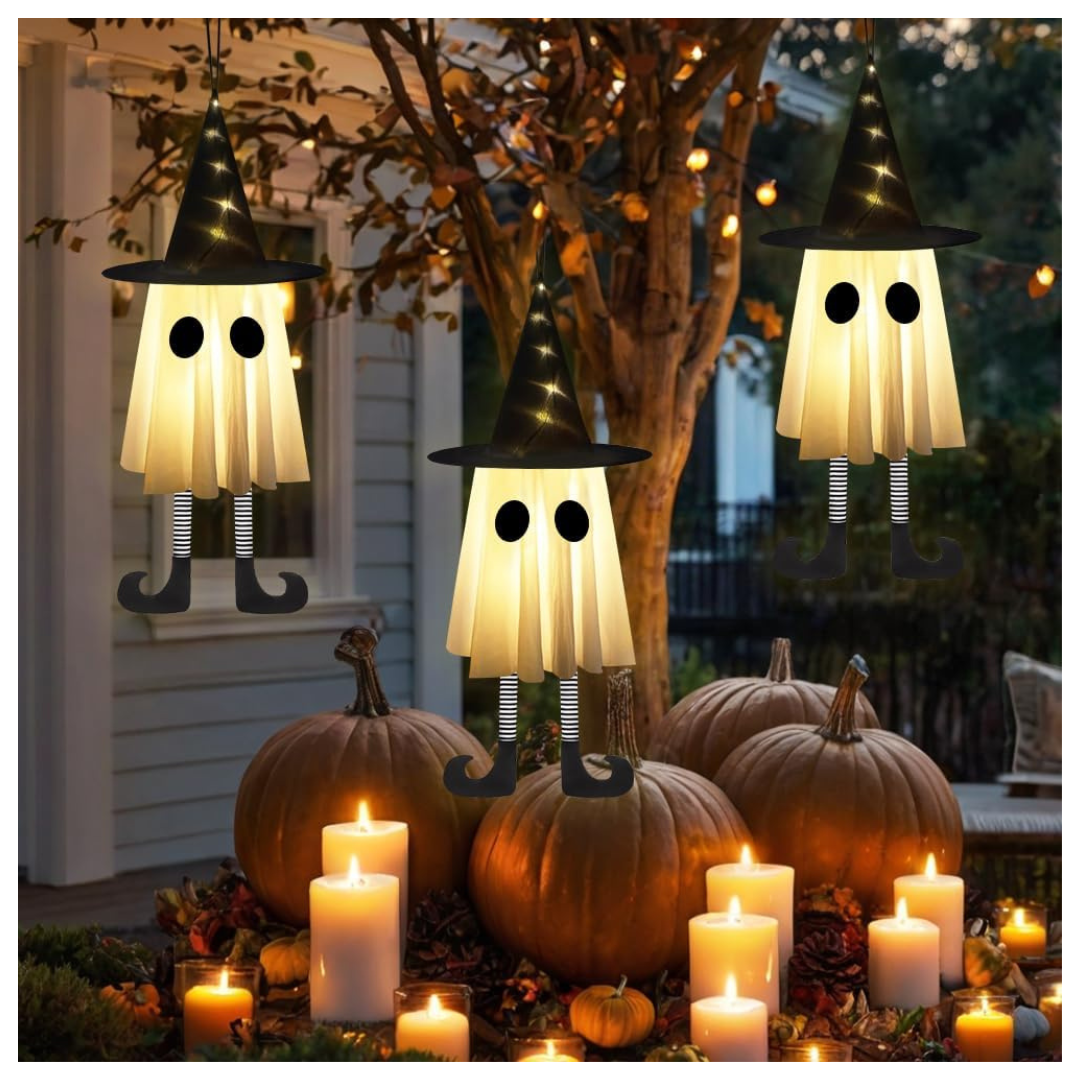 3-Packs Halloween Hanging Ghost Lights Decorations