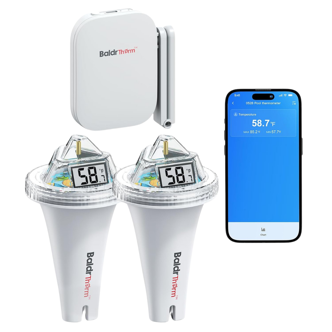 2-Pack BaldrTherm Wireless Pool Thermometer With 360º LCD Display