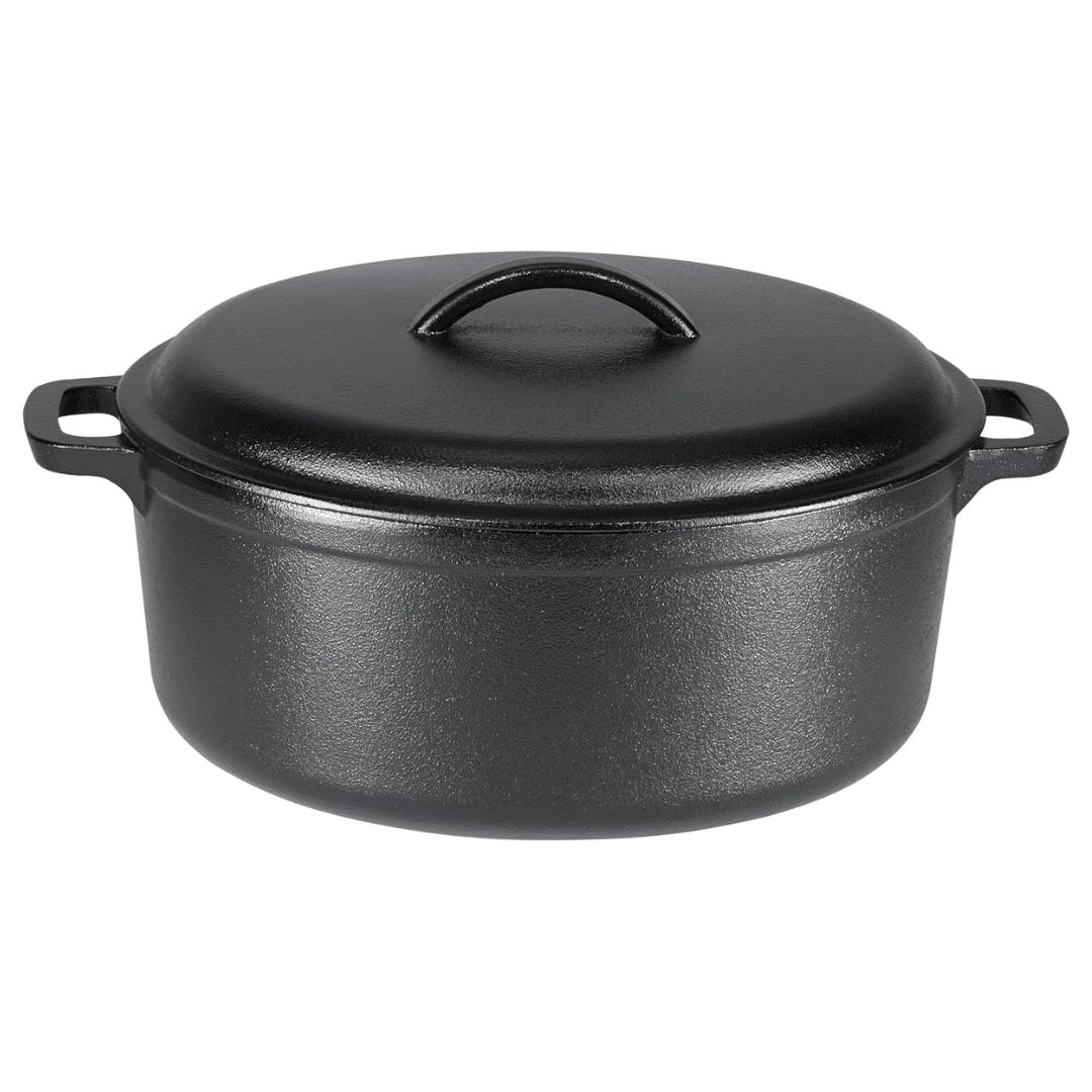 Amazon Basics 7-Quart Round Pre-Seasoned Cast Iron Dutch Oven Pot