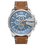 Diesel Mega Chief Stainless Steel And Leather Chronograph Men's Watch