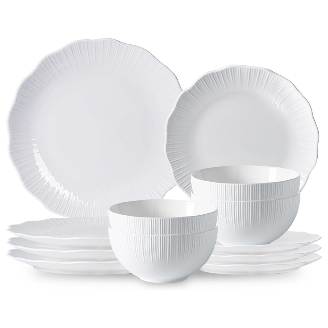 12-Piece Porcelain Plates And Bowls Set